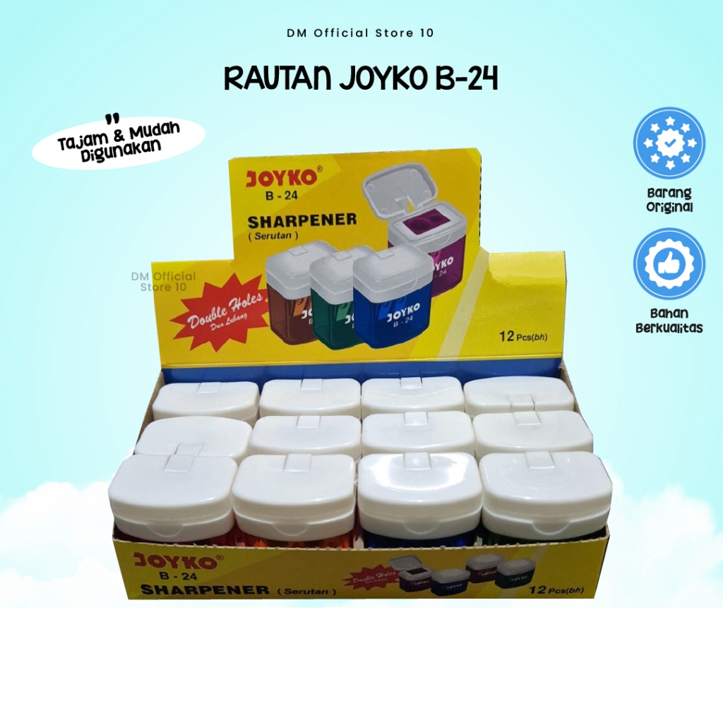 

Sharpener Serutan Joyko B-24 (Double Holes) Rautan Tajam 2 Lubang ATK Stationary Original