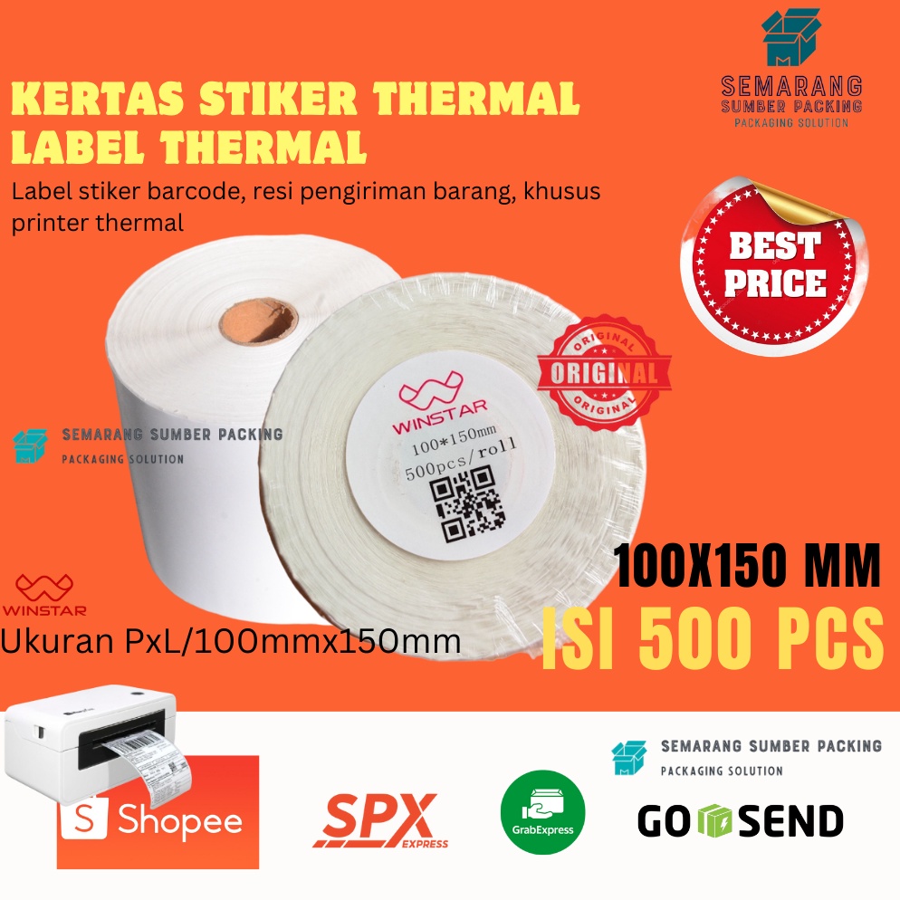 

KODE R65X Kertas Label Thermal Stiker 1x15 mm isi 5 pcs roll dan Lipat winstar