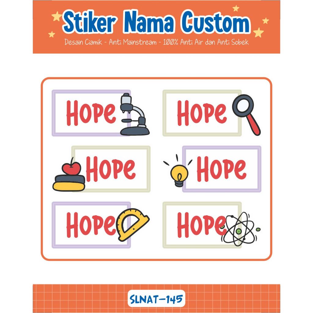 

Infinity Label Stiker Nama Anak Tas Sepatu Buku Sekolah Baju Botol SLNAT-145 Desain Anti Mainstream 2x4cm Waterproof 42pcs
