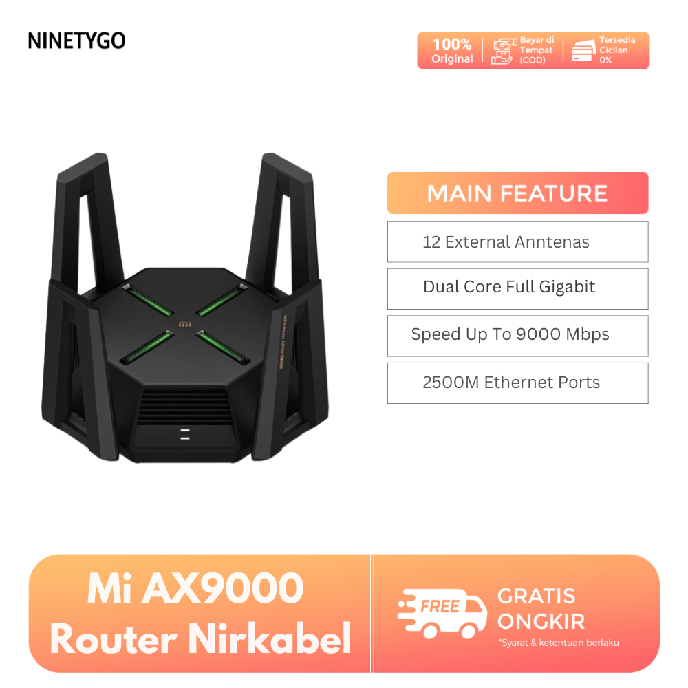 Mi AX9000 Router Nirkabel Mesh Network Game Acceleration Repeater 12 Antena Baru Wifi6 Edisi Ditingk