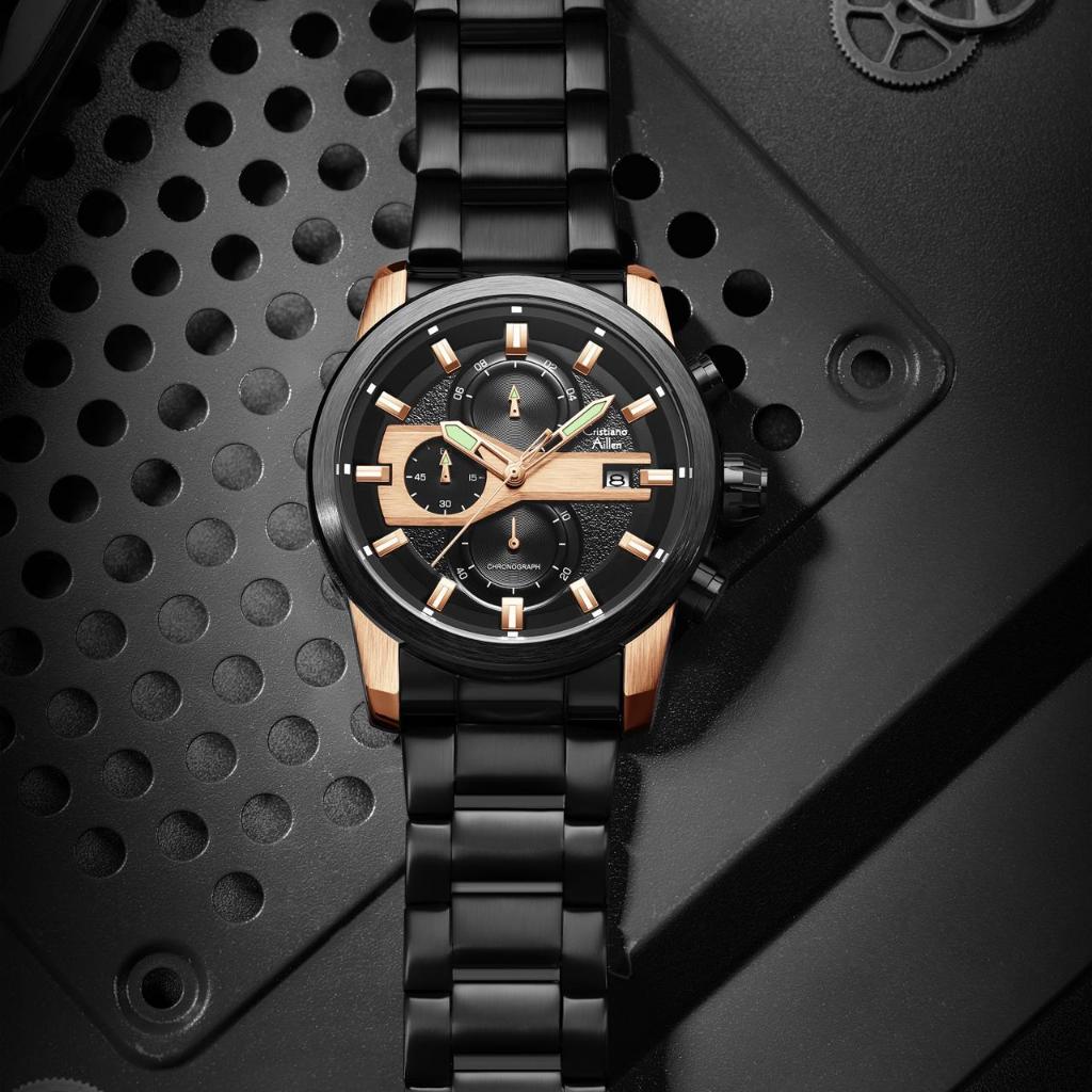 JAM TANGAN PRIA CRISTIANO AILLEN 8889 CHRONO RANTAI FULL STAINLESS WATER RESIST GARANSI