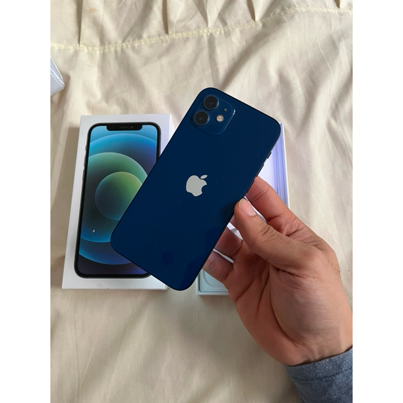 IPHONE 12 64 GB BLUE SINYAL ON ALL OPERATOR IMEI PERMANEN SETARA IMEI BEA CUKAI / IBOX, KONDISI MULU
