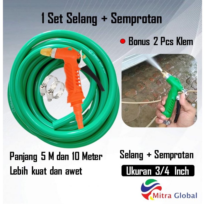 1 Paket Selang 3/4 Set Alat Cuci Motor Selang Air Semprotan Ujung Kuning Semprotan Air Cuci Motor