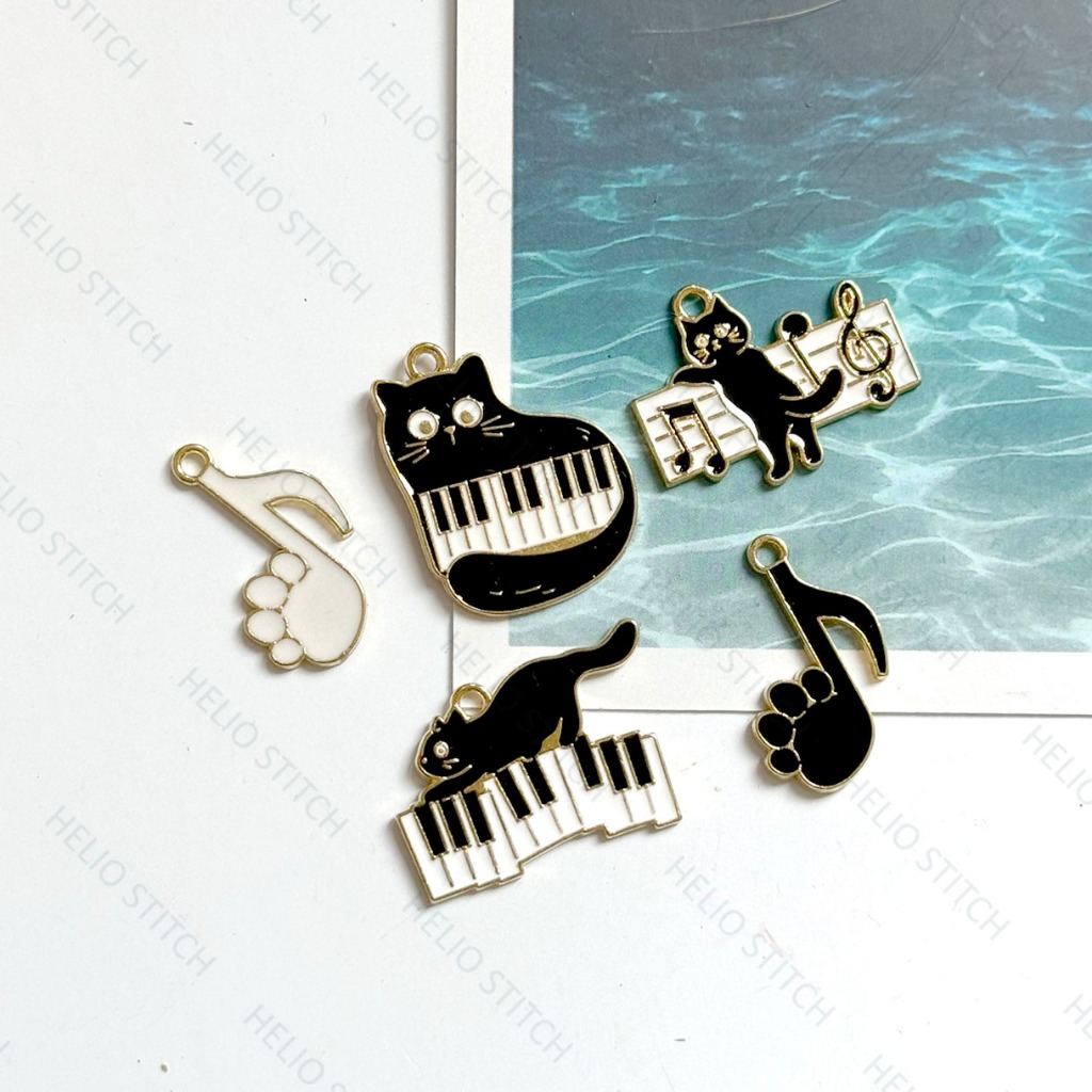 1 Pcs Charm Enamel Epoxy - CAT MUSIC