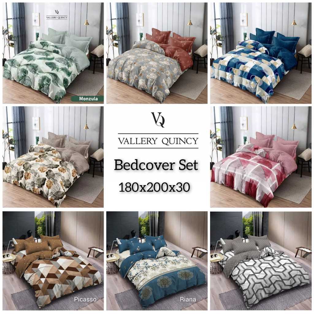 Vallery Quincy  Bedcover + Sprei Motif Printing King T30 ( 180x200x30 ) - Sarung Bantal dan Sarung G