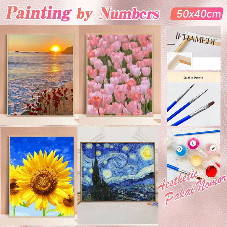 

KODE E82I 4x5cm Canvas Paint By Number Kit Digital Oil Painting DIY Painting kit Lukisan