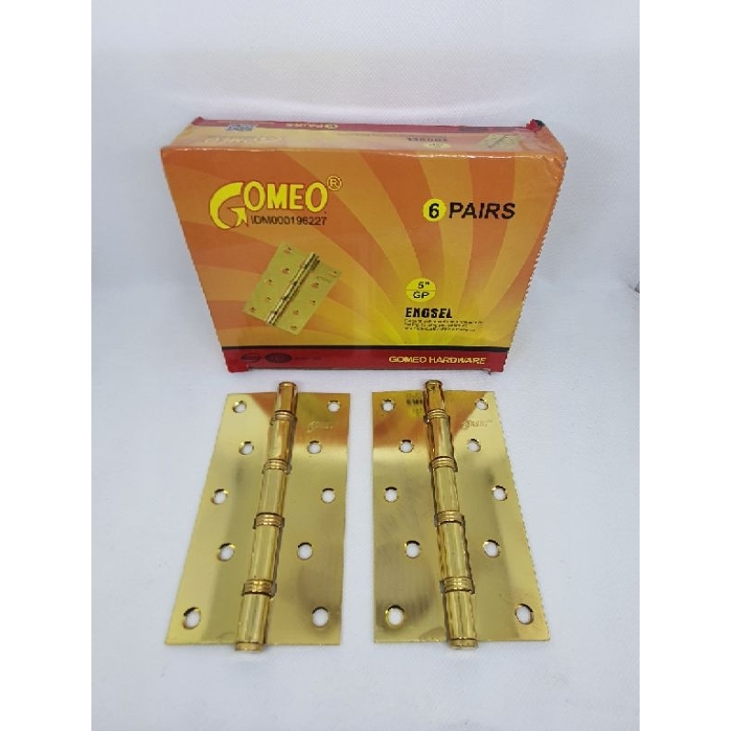 paket 6 biji engsel 5 inch engsel khusus pintu rumah besar engsel pintu baut 5 murah gomeo gold teba