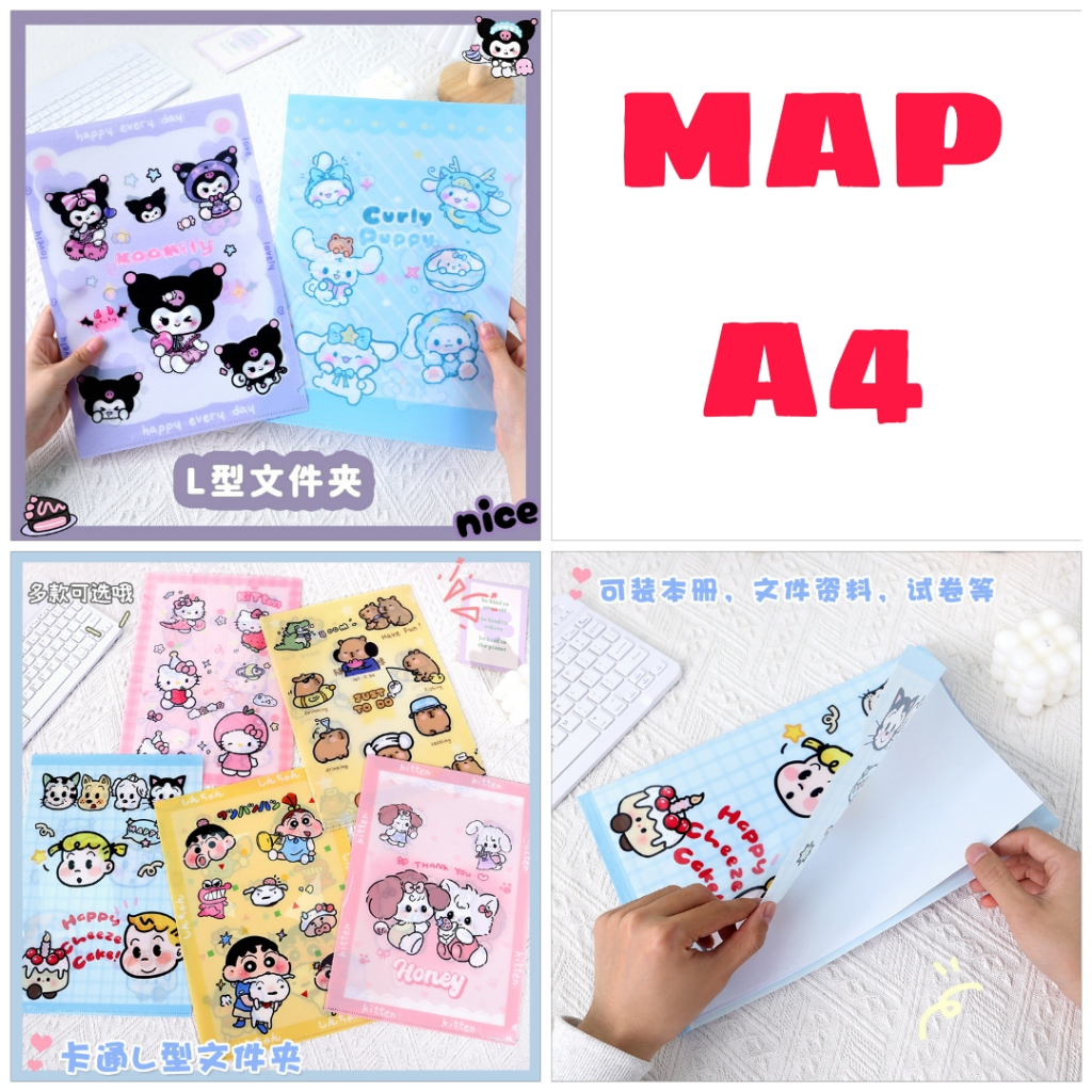 

HenJO 4PCS Pouch Transparan A4 / Map Kancing A4 / Folder Bag Sario A4