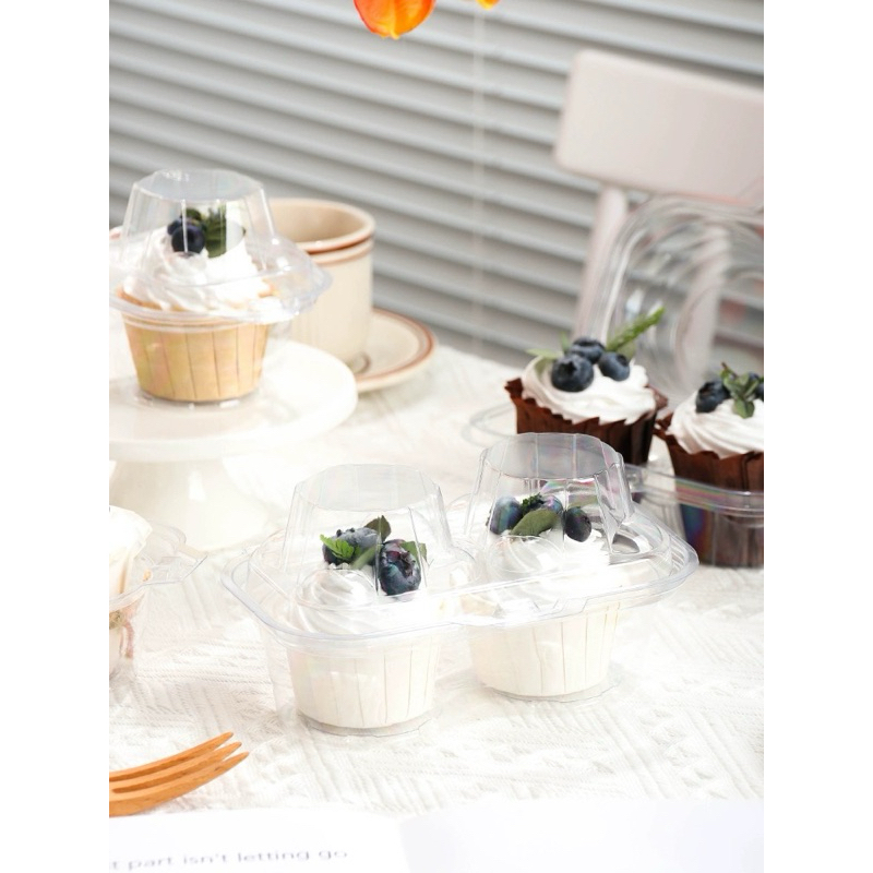 MIKA MUFFIN KOTAK PLASTIK CUPCAKE DOUBLE HOLE KOTAK CUPCAKE ISI 2 CUPCAKE WADAH MUFFIN PLASTIK MIKA 