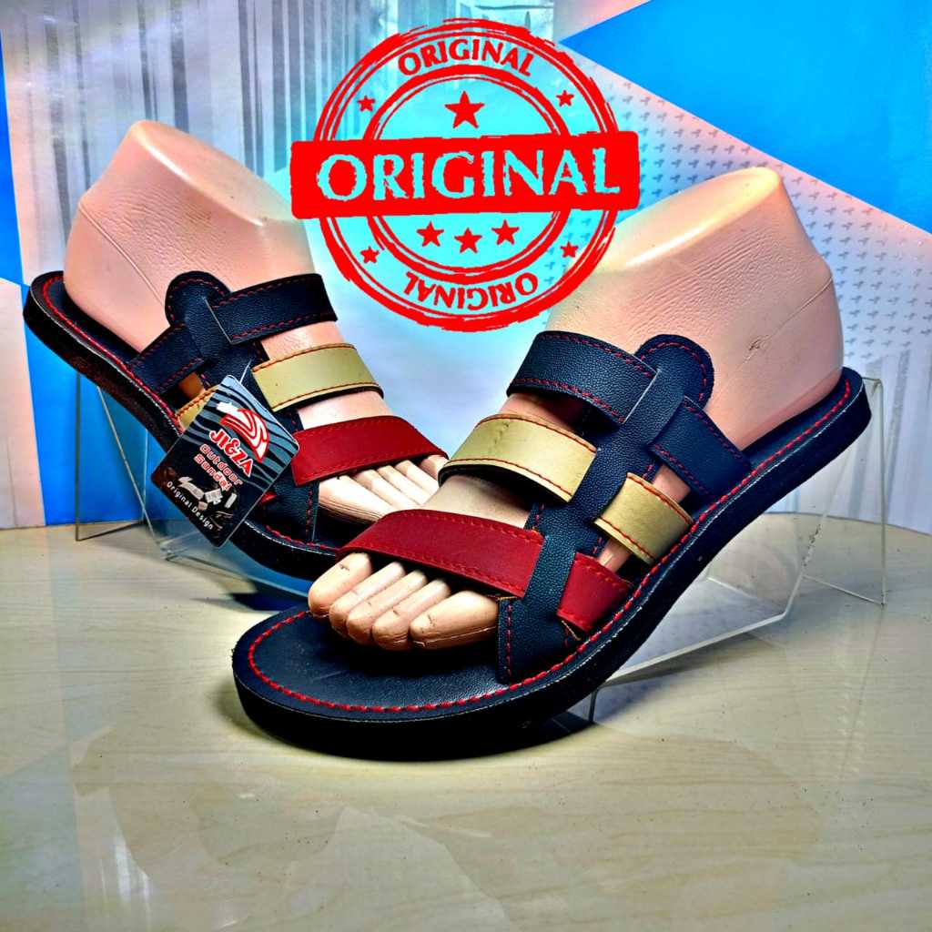 SANDAL WANITA SLOP BAN3 SLIDE JI&ZA SANDAL KULIT WANITA FLAT BERKUALITAS NON SLIP TEPLEK ANTI LICIN