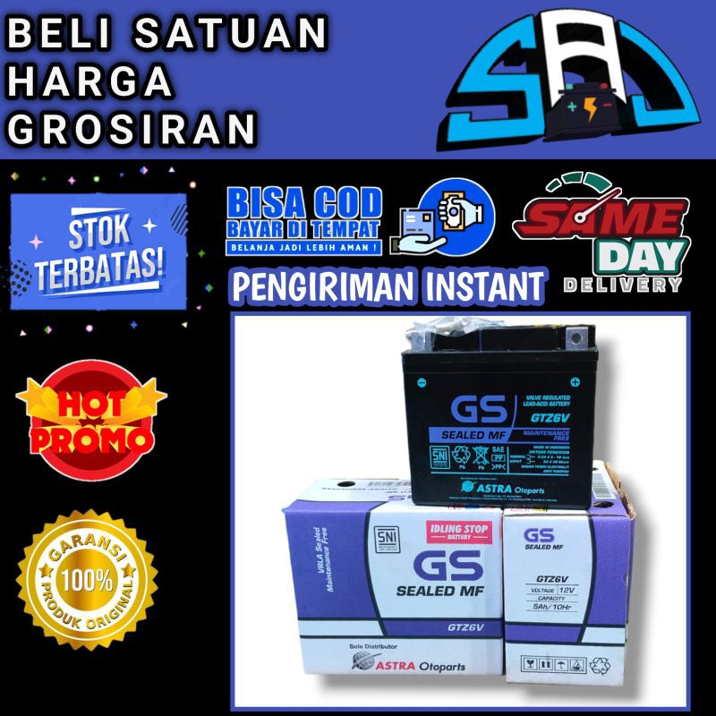 Aki motor kering gs Astra original IDLING STOP gtz6v 5ah 12v matic kopling bebek Honda New Sonic 150