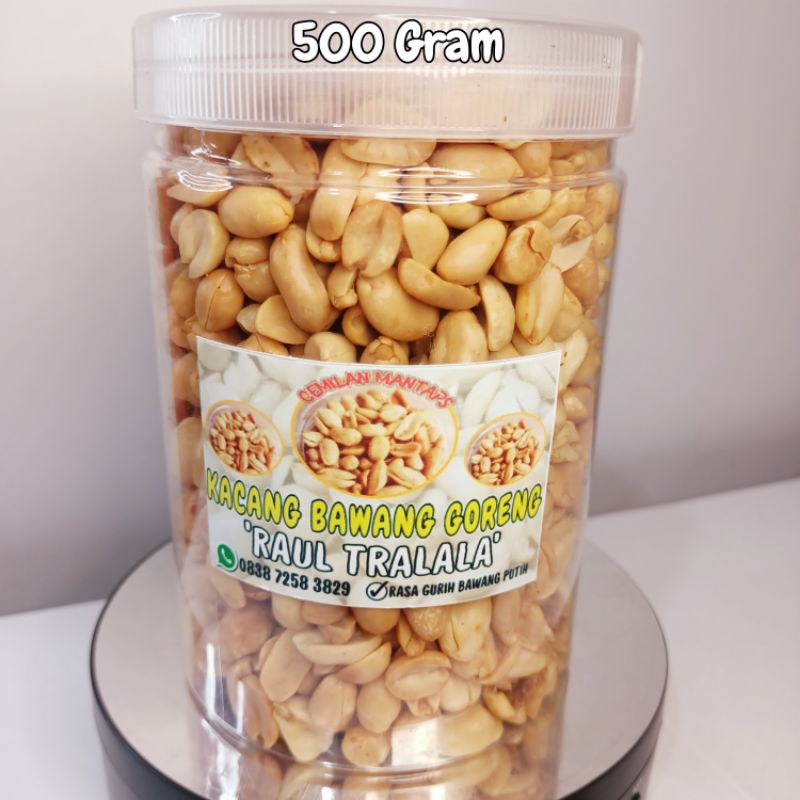 

Kacang Bawang Goreng Wadah Toples 500 Gram, RENYAH & ENAK!! Rasa Gurih Bawang Putih !!