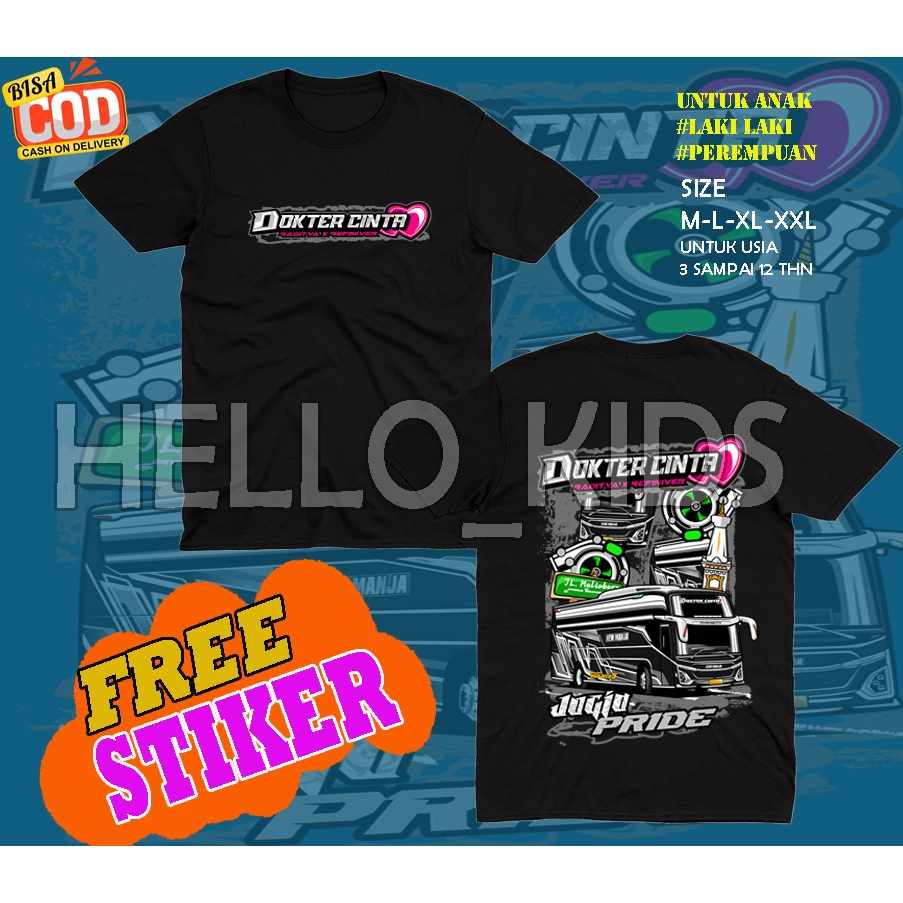 BISA COD FREE STIKER KAOS BAJU ANAK BUS MANIA DOKTER CINTA BAJU KAOS BIS DOKTER CINTA NEW JOGJA PRID