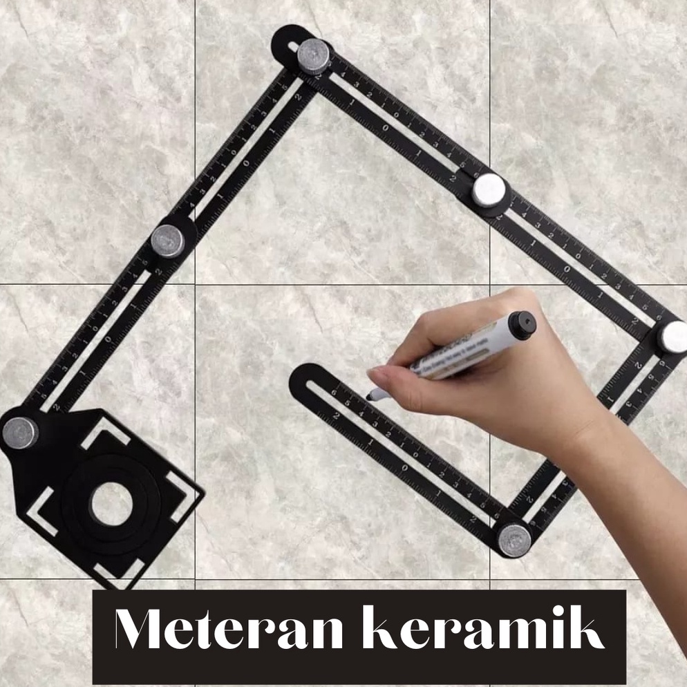 

KODE F54T Penggaris Lipat 6 Sudut Siku Pola Multifungsi Template Alat Ukur Tukang Keramik Serbagunan Lubang