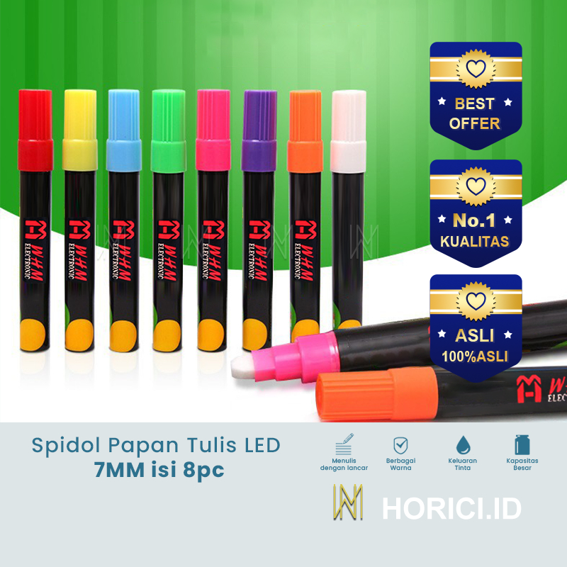 

SPIDOL PAPAN TULIS LED 7MM 8PCS / SPIDOL KAPUR CAIR - WARNA1SET8PCS