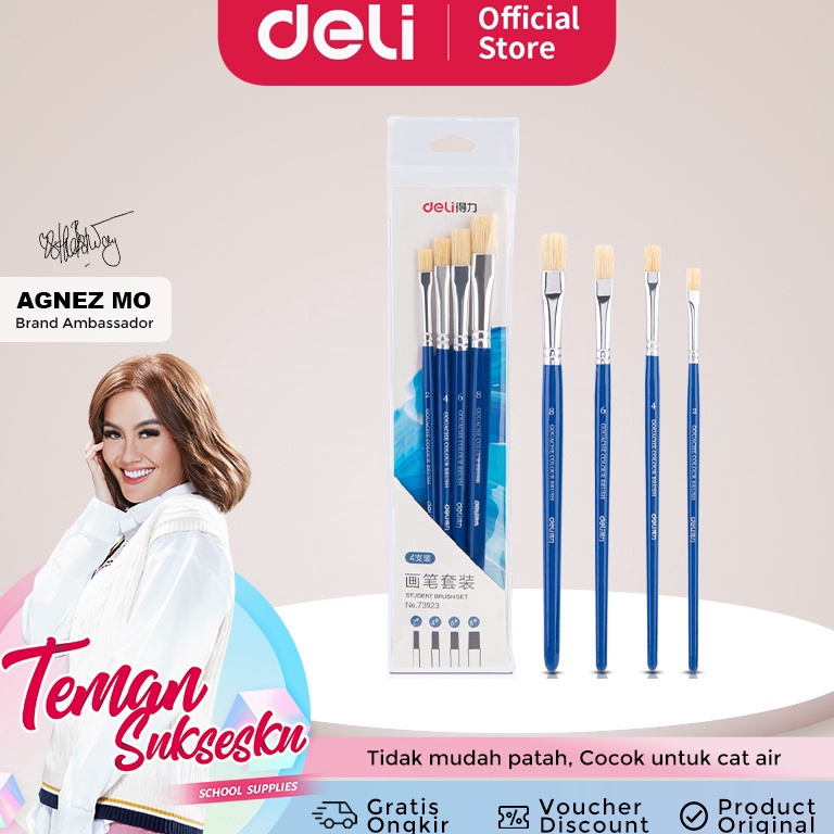 

KODE K7B2 Deli Paint Brush Kuas Lukis Kuas Cat Air Isi 6pcs 73922 73923