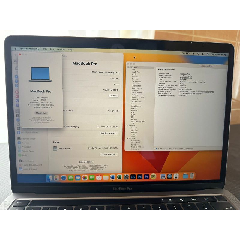 Macbook pro m1 ram 16/512gb