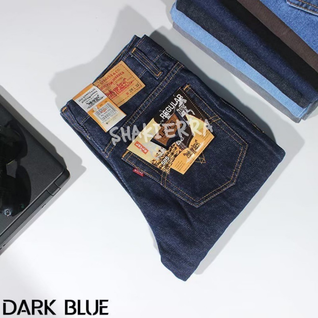 Celana Jeans Model Standar Reguler Pria - Dark Blue - Navy (28-38)