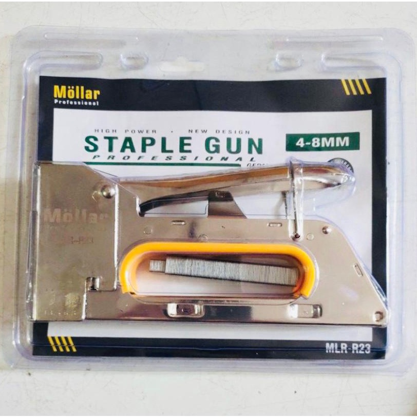 

KODE F32S Staple Gun Tacker MOLLAR R23 48mm Stapler Gun isi tipe 138 dan 136 Tembakan Staples Hekter Heckter Jok Mollar Professional MLRR23