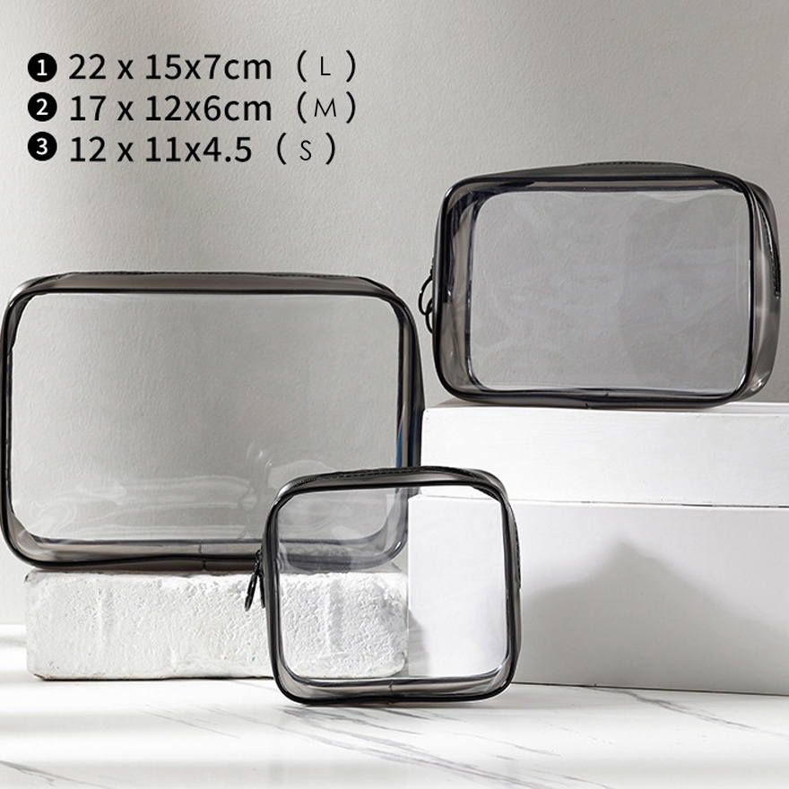 PROMO SALE Tas Pouch Kosmetik Polos Transparan Anti Air Tempat Make Up Pouch Kosmetik Transparan