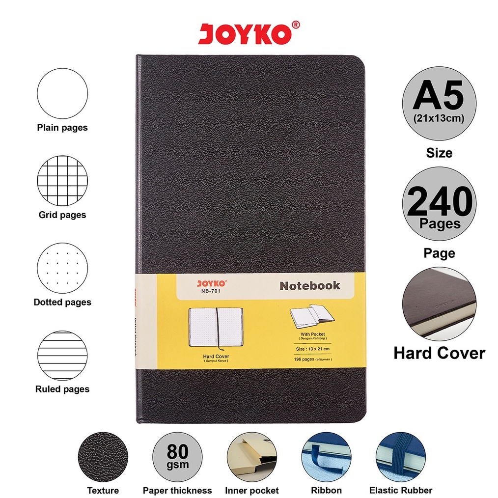 

KODE E23R JOYKO NOTEBOOK DIARY A5 HARD COVER BUKU CATATAN JURNAL A5 JOYKO AGENDA KECIL GARIS KOTAK POLOS TITIK NB71 NB72 NB73