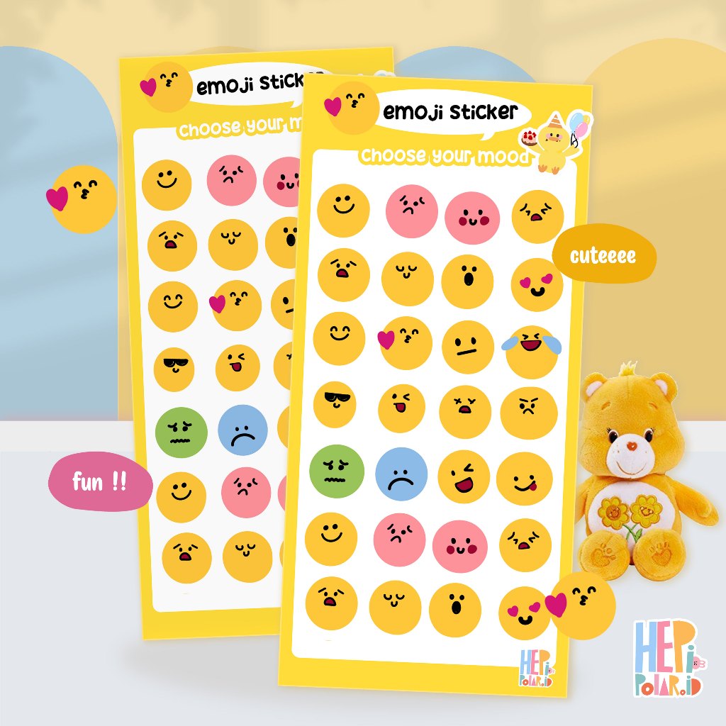 

Sticker Sheet Emoji Bullet Journal Stiker lucu kawaii