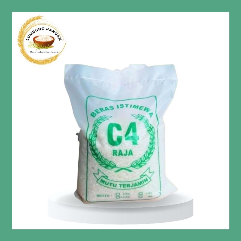 

Beras C4 Raja Super Premium 1kg / Beras C4 Pulen Termurah / LumbungPangan