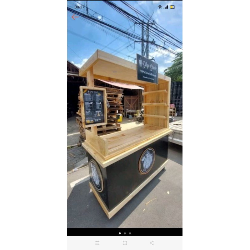 booth PORTABLE tahan lam bahan kayu jati lanada