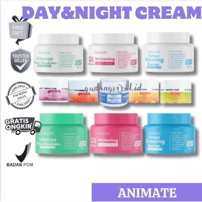 -GV- [TERLENGKAP] ANIMATE WHITENING DAY CREAM NIGHT CREAM ANIMATE ACNE CREAM ANIMATE BARRIER CREAM D
