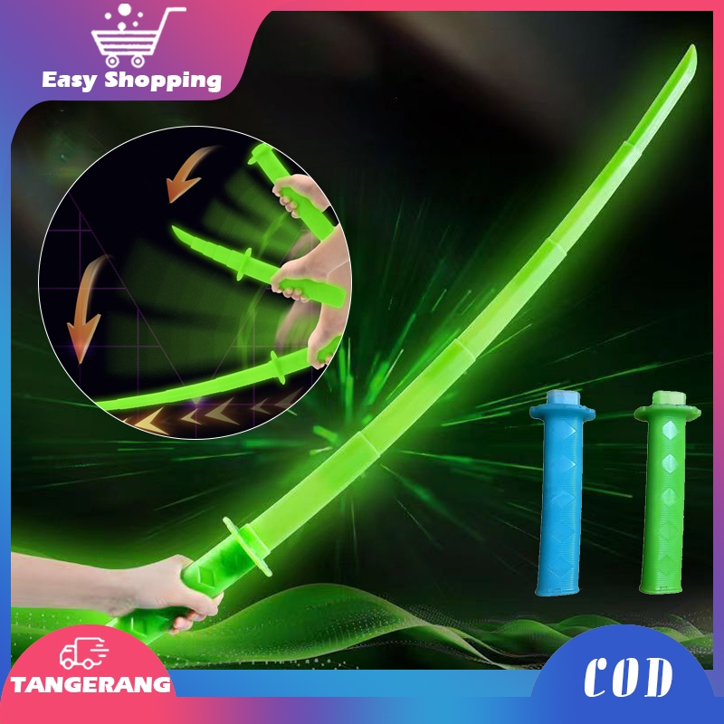 Mainan Pedang Lipat Panjang Mainan Pedang Pedangan 3D Mainan Fidget Katana Neon Pedangan Fidget Main
