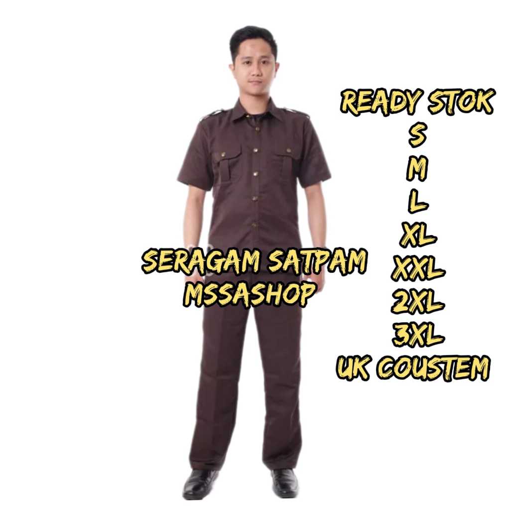 Stelan Seragam safari coklat tua hitam  pendek panjang satpam seragam satpam driver Sopir satpam cok
