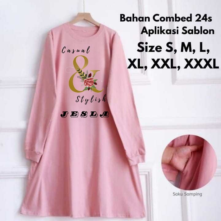Tunik Wanita Terbaru And Tunik BO Size S M L XL XXL XXXL LD 90-130 CM Bahan Kaos Katun Combed Aplika