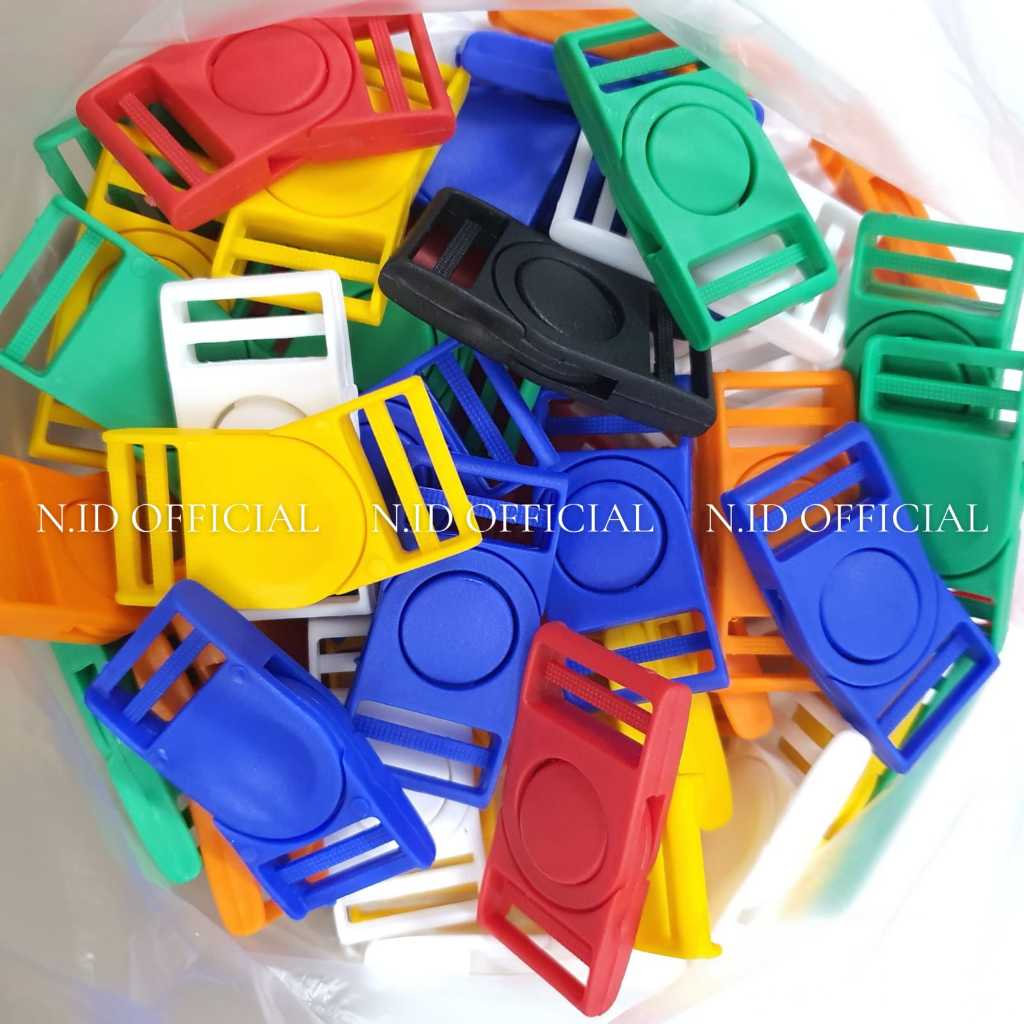 

Gesper Plastik Kunci Stopper Buckle ID Card Selot Putar Bulat Tas 2 cm warna putih biru merah hijau kuning orange satuan grosir murah