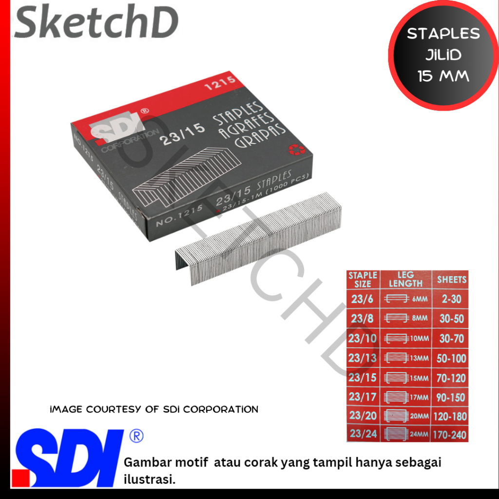 

Isi Hekter 23/15 - isi stapler SDI 1215 - Staples jilid