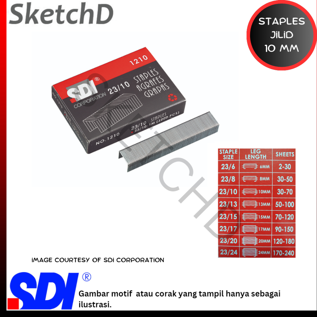 

Isi Hekter 23/10 - isi stapler SDI 1210 - Staples jilid