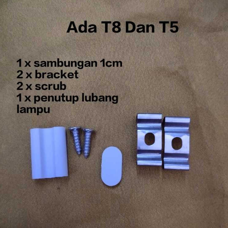Aksesoris Lampu T5 / T8 NEON / LED Braket Baut T5 - T8 / Kabel Pendek Saja,