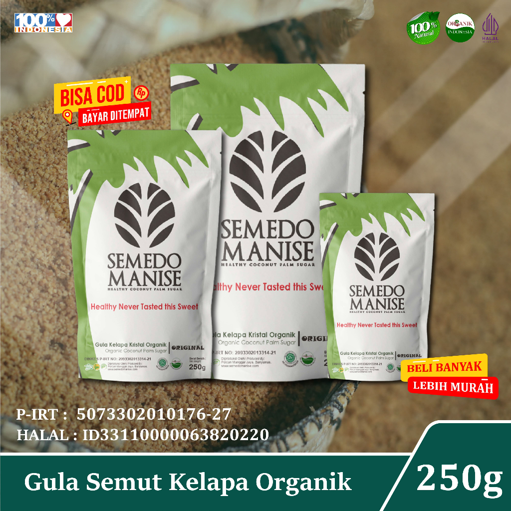 

Gula Semut Kelapa Bubuk Organik 250g / Premium Export Quality / 100% Alami Tanpa Campuran Gula Tebu