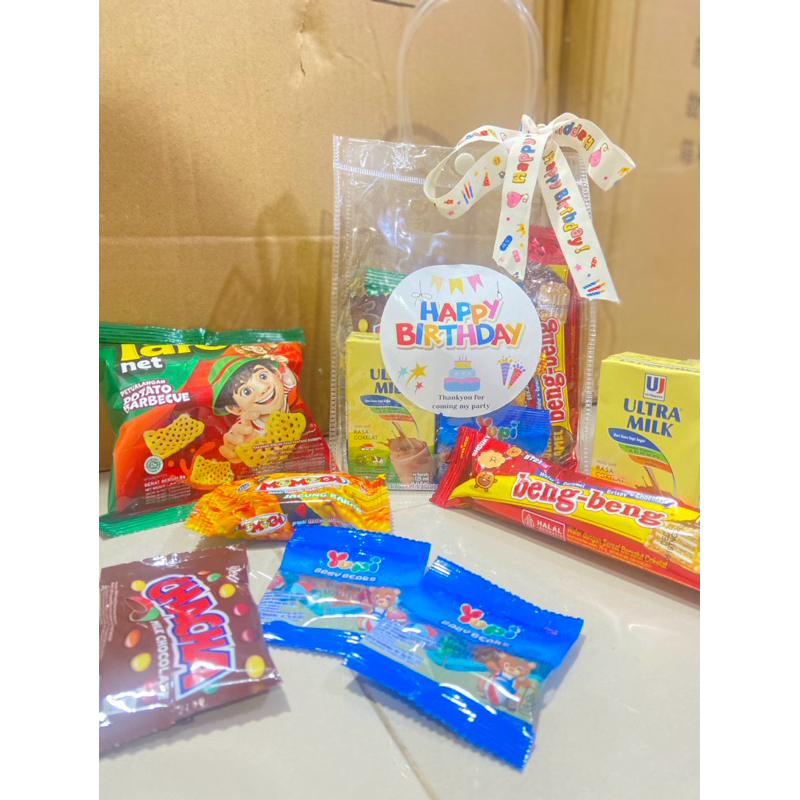

paket murah ulang tahun anak - paket ulta anak sekolahan - hampers snack hbd birthday kids - hadiah cemilan anak
