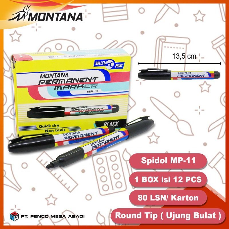 

Spidol MP11 Permanent Marker Hitam Bisa Isi Ulang
