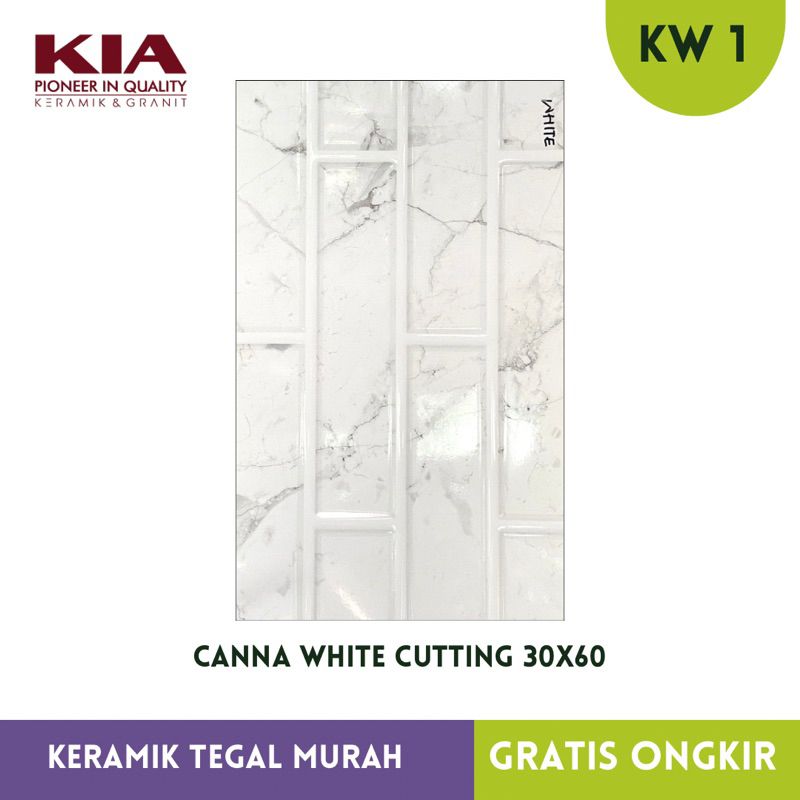 Keramik Bata Putih Glossy 30x60 KIA Canna white Cutting
