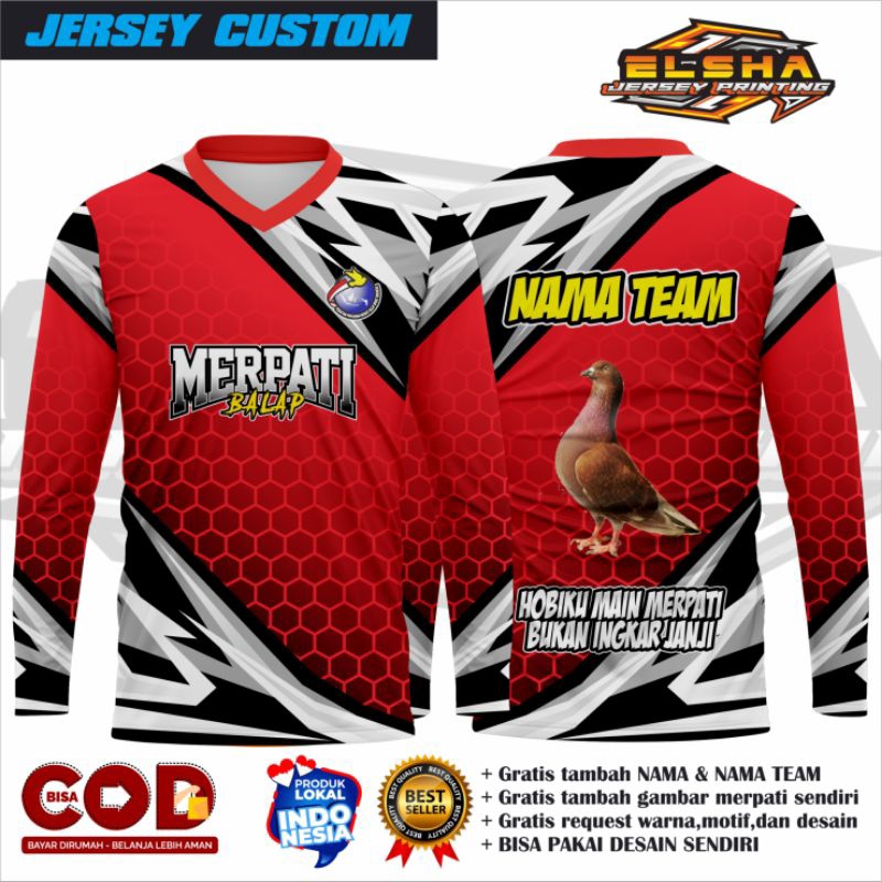 JERSEY MERPATI/JERSEY MERPATI BALAP/JERSEY MERPATI CUSTOM/JERSEY MERPATI BEBAS REQUEST DESAIN