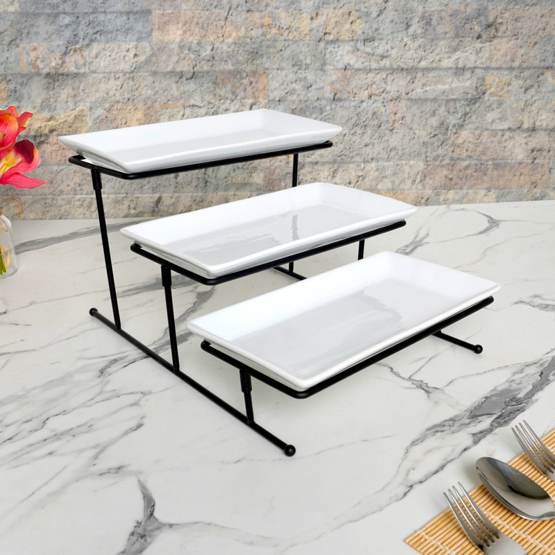 piring kue susun 3/prasmanan putih polos /piring saji putih /tier susun putih/mangkok putih polos