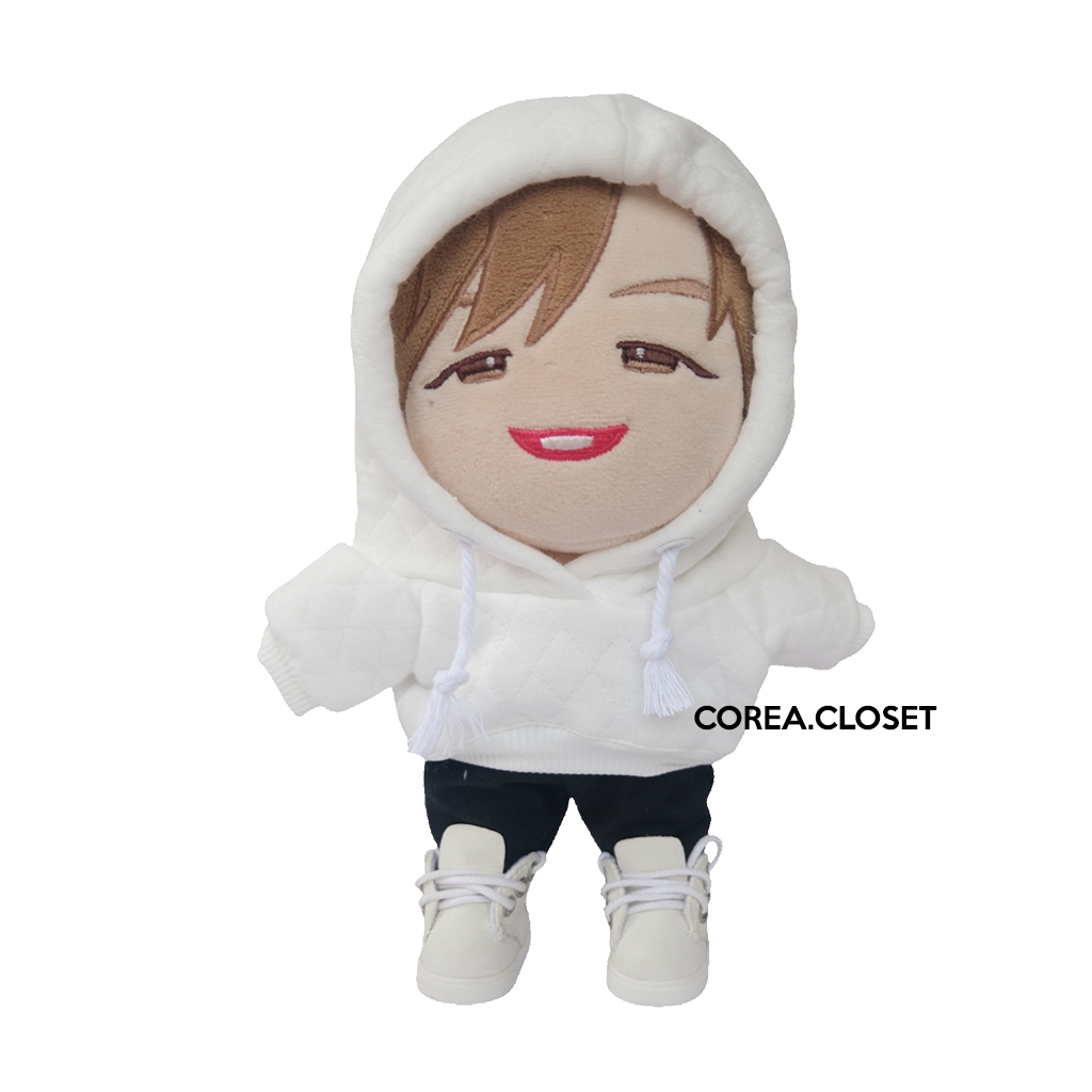 READY STOCK 20cm kpop doll clothes -  miniteen plush doll Kirei  Hoodie White Ver  boneka seventeen 