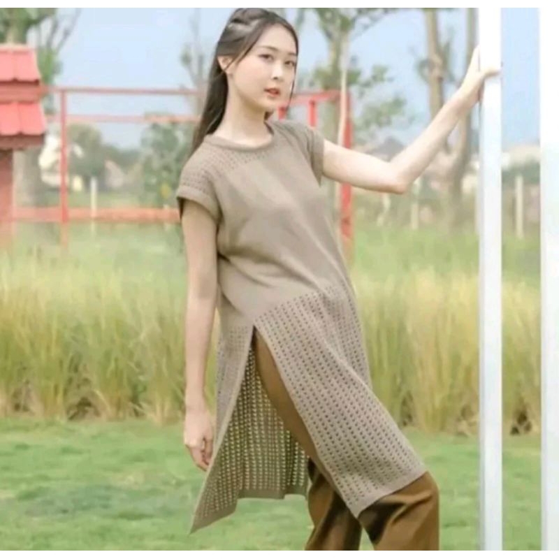 Outer Tunik Jaring Knitt / outer jala korea / tunik jaring korea rajut / rajut jaring