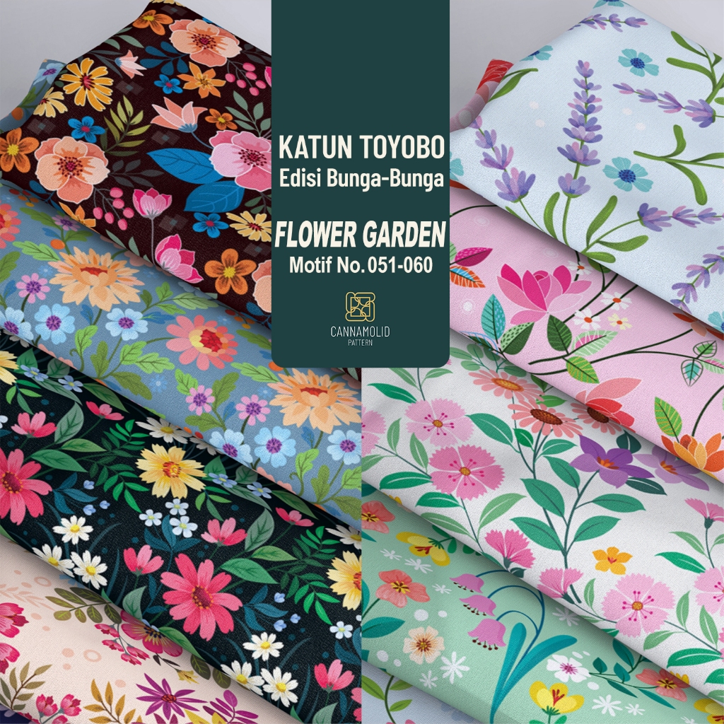 Kain Toyobo Motif BUNGA FLORAL | Lebar 145cm | FLOWER GARDEN 51-60