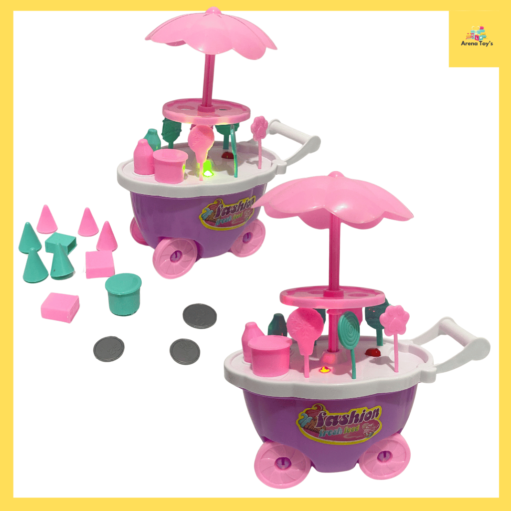 Mainan Anak Gerobak Es Krim Es Cream Memiliki Musik Dan Sticker Playset