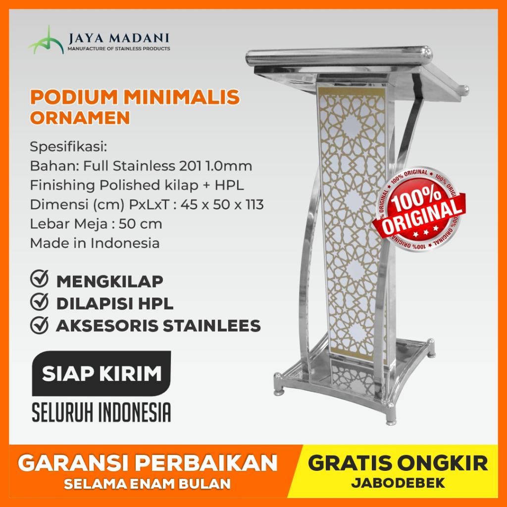 MIMBAR PODIUM MASJID | mimbar dakwah stainless podium minimalis ornamen