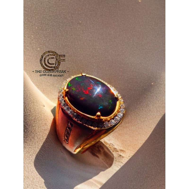 Black Opal Kalimaya Banten Ring Perak HM