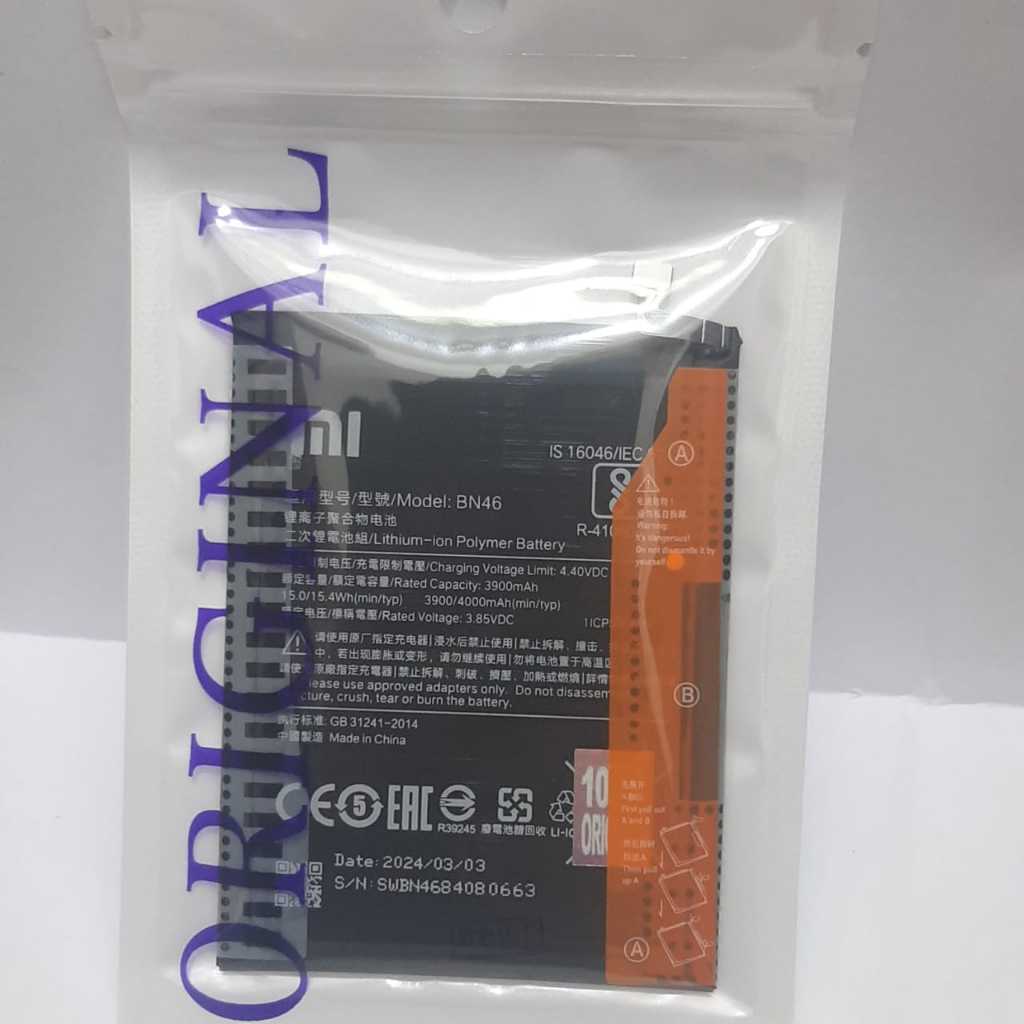 ORIGINAL 100% BATTERY BATERAI XIAOMI REDMI 7 REDMI NOTE 8 BN-46 BN46 ORIGINAL