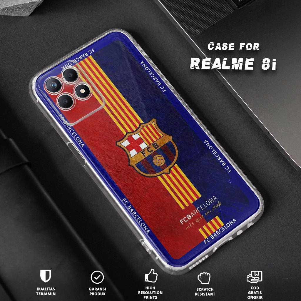 CASE REALME 8i - CASING REALME 8i Motif BOLA - Softcase Premium Fourside - Bening Transparant - Sili